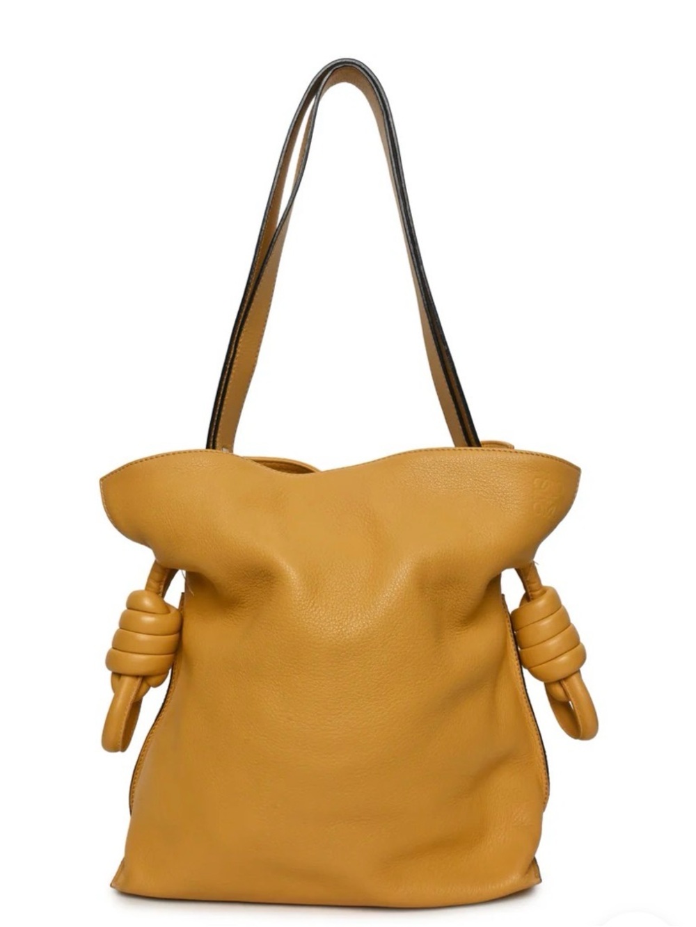 Loewe Mustard Yellow Leather Knot-Handle Shoulder Bag